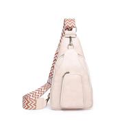 myfriday Small Waterproof Sling Bag for Women Lightweight Crossbody Chest Daypack for Travel with Zipper Pockets, Beige, 7.87 x 3.9 x 13.77 inches