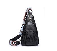 myfriday Small Waterproof Sling Bag for Women Lightweight Crossbody Chest Daypack for Travel with Zipper Pockets, Black Leopard, 7.87 x 3.9 x 13.77 inches