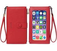 myfriday Touch Screen Crossbody Phone Purse for Women, Rfid Blocking Small Cellphone Shoulder Purse with 2 Adjustable Strap, B-red, 3.9"L x 0.7"W x 3.7"H