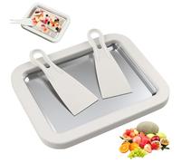 Myfroroll Ice Cream, Mini Rolled Ice Creams Maker Tray Kit for Home, Froroll Ices Cream Tray with 2 Spatulas, DIY Manual Machine for Homemade DIY Gelato, and Frozen Yogurt (White)