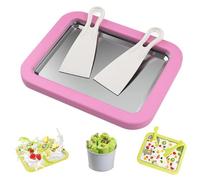 Myfroroll Ice Cream Roll Maker, Rolled Ice Cream Machine, Rolled Ice Cream Maker Tray with 2 Spatulas, Mini Rolled Ice Creams Maker for Making Rolled Ice Cream Soft Serve Slushies Frozen (Pink,L)