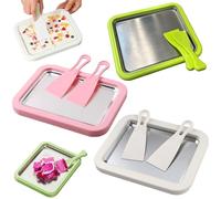 Myfroroll Ice Cream,Rolled Ice Cream Maker Tray with 2 Spatulas, Stainless Steel Instant Cold Roller Pan Plate, Frozen Yogurt Rolls,for Family Hands-on Activities(3PC)
