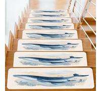 Myfsucce 10 Pcs Stair Tread - 20 X 76cm Non-Slip Stair Carpet Treads Reusable Peel and Stick Staircase Runner Rugs Covers for Elders, Kids and Pets,Whale Mother Baby Starry Coral