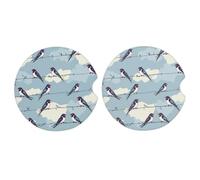 Myfsucce 2 Pack Car Cup Holder Coaster, Swallows Pattern Absorbent Ceramic Car Coasters with Non-Slip Cork Base Cars Interior Accessories for Women Men