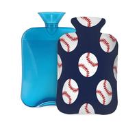 Myfsucce 2L Hot Water Bottle with Cover Baseballs Pattern Print - Reusable PVC Hot Water Bag for Pain Relief, Cramps & Warmth (12.2x8in)