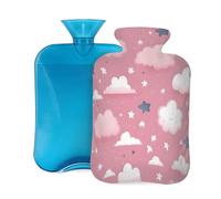 Myfsucce 2L Hot Water Bottle with Cover Cartoon Cloud Print - Reusable PVC Hot Water Bag for Pain Relief, Cramps & Warmth (12.2x8in)