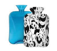 Myfsucce 2L Hot Water Bottle with Cover Cute Panda Print - Reusable PVC Hot Water Bag for Pain Relief, Cramps & Warmth (12.2x8in)