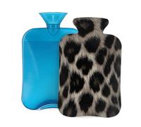 Myfsucce 2L Hot Water Bottle with Cover Grey Leopard Skin Print Print - Reusable PVC Hot Water Bag for Pain Relief, Cramps & Warmth (12.2x8in)