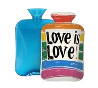 Myfsucce 2L Hot Water Bottle with Cover Love is Love Quote Print - Reusable PVC Hot Water Bag for Pain Relief, Cramps & Warmth (12.2x8in)