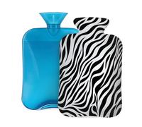 Myfsucce 2L Hot Water Bottle with Cover Zebra Skin Print Print - Reusable PVC Hot Water Bag for Pain Relief, Cramps & Warmth (12.2x8in)
