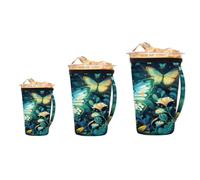 Myfsucce 3 Pack Reusable Iced Coffee Cup Sleeve with Handle for 16-32oz, Glowing Butterflies Garden Neoprene Insulated Coffee Cup Sleeve for Iced and Hot Beverage