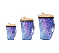 Myfsucce 3 Pack Reusable Iced Coffee Cup Sleeve with Handle for 16-32oz, Purple Wisteria Watercolor Vine Neoprene Insulated Coffee Cup Sleeve for Iced and Hot Beverage