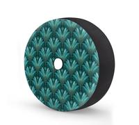 Myfsucce Art Deco Fan Pattern Teal Gold Spare Wheel Cover with Backup Camera Hole, Polyester Dust Proof Tyre Covers for Car Truck Trailer SUV RV, 15 Inch