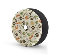 Myfsucce Beige Camo Pet Paws Bones Spare Wheel Cover with Backup Camera Hole, Polyester Dust Proof Tyre Covers for Car Truck Trailer SUV RV, 14 Inch