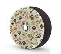 Myfsucce Beige Camo Pet Paws Bones Spare Wheel Cover with Backup Camera Hole, Polyester Dust Proof Tyre Covers for Car Truck Trailer SUV RV, 16 Inch