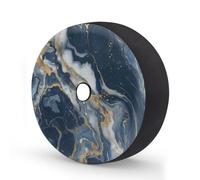 Myfsucce Blue Gold Marble Pattern Spare Wheel Cover with Backup Camera Hole, Polyester Dust Proof Tyre Covers for Car Truck Trailer SUV RV, 16 Inch