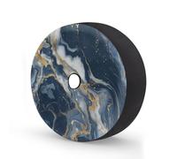 Myfsucce Blue Gold Marble Pattern Spare Wheel Cover with Backup Camera Hole, Polyester Dust Proof Tyre Covers for Car Truck Trailer SUV RV, 15 Inch