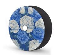Myfsucce Blue White Carnations Flower Spare Wheel Cover with Backup Camera Hole, Polyester Dust Proof Tyre Covers for Car Truck Trailer SUV RV, 17 Inch