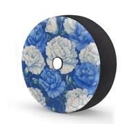 Myfsucce Blue White Carnations Flower Spare Wheel Cover with Backup Camera Hole, Polyester Dust Proof Tyre Covers for Car Truck Trailer SUV RV, 16 Inch