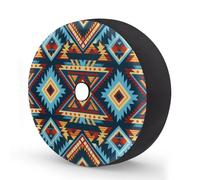 Myfsucce Bohemian Aztec Ethnic African Aztec Spare Wheel Cover with Backup Camera Hole, Polyester Dust Proof Tyre Covers for Car Truck Trailer SUV RV, 17 Inch