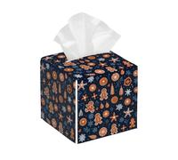 Myfsucce Christmas Gingerbread Man Square Leather Tissue Box Cover Holder - Waterproof PVC Decorative for Bathroom, Living Room & Bedroom