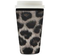 Myfsucce Coffee Cup Sleeve Reusable, Neoprene Iced Coffee Sleeve with Grey Leopard Skin Print Print, 2mm Thickness, 32 Oz Size