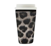 Myfsucce Coffee Cup Sleeve Reusable, Neoprene Iced Coffee Sleeve with Grey Leopard Skin Print Print, 2mm Thickness, 22-24 Oz Size