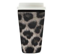 Myfsucce Coffee Cup Sleeve Reusable, Neoprene Iced Coffee Sleeve with Grey Leopard Skin Print Print, 2mm Thickness, 26-28 Oz Size