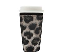 Myfsucce Coffee Cup Sleeve Reusable, Neoprene Iced Coffee Sleeve with Grey Leopard Skin Print Print, 2mm Thickness, 16-18 Oz Size