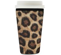 Myfsucce Coffee Cup Sleeve Reusable, Neoprene Iced Coffee Sleeve with Leopard Fur Texture Print, 2mm Thickness, 32 Oz Size