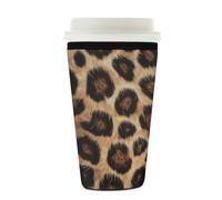 Myfsucce Coffee Cup Sleeve Reusable, Neoprene Iced Coffee Sleeve with Leopard Fur Texture Print, 2mm Thickness, 22-24 Oz Size