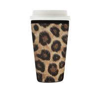 Myfsucce Coffee Cup Sleeve Reusable, Neoprene Iced Coffee Sleeve with Leopard Fur Texture Print, 2mm Thickness, 16-18 Oz Size