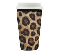 Myfsucce Coffee Cup Sleeve Reusable, Neoprene Iced Coffee Sleeve with Leopard Fur Texture Print, 2mm Thickness, 26-28 Oz Size