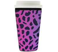 Myfsucce Coffee Cup Sleeve Reusable, Neoprene Iced Coffee Sleeve with Leopard Pink Blue Print, 2mm Thickness, 32 Oz Size