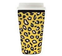 Myfsucce Coffee Cup Sleeve Reusable, Neoprene Iced Coffee Sleeve with Yellow Leopard Skin Print Print, 2mm Thickness, 26-28 Oz Size