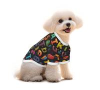 Myfsucce Dog Clothes For Small Dogs Colorful Education Alphabet Dog Shirts For Boy Girl Puppy Pets Cats Summer Fit 4-6.5 Lb