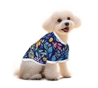 Myfsucce Dog Clothes For Small Dogs Colorful Leaves Dark Blue Dog Shirts For Boy Girl Puppy Pets Cats Summer Fit 11-16 Lb