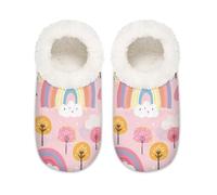 Myfsucce Fluffy Slippers Women and Mens, Non-Slip Indoor House Slippers with Cartoon Cute Cloud Print, Cozy Home Slipper Size XL (UK 9-10.5)