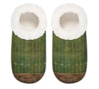 Myfsucce Fluffy Slippers Women and Mens, Non-Slip Indoor House Slippers with Sport Arena Ground Print, Cozy Home Slipper Size L (UK 6-6.5)