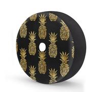 Myfsucce Gold Gillter Pineapple Spare Wheel Cover with Backup Camera Hole, Polyester Dust Proof Tyre Covers for Car Truck Trailer SUV RV, 16 Inch