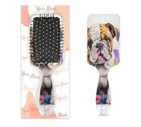 Myfsucce Hair Brush for Women - Cushion Massage Detangler Brush with Cute Bulldog Butterfly Watercolor Puppy Pattern, Anti-Static Smoothing Hairbrush for Wet/Dry Hair