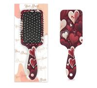 Myfsucce Hair Brush for Women - Cushion Massage Detangler Brush with Love Hearts Pattern Pattern, Anti-Static Smoothing Hairbrush for Wet/Dry Hair
