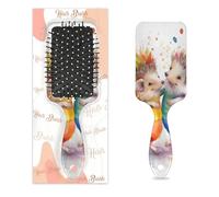 Myfsucce Hair Brush for Women - Cushion Massage Detangler Brush with Watercolor Hedgehog Pattern, Anti-Static Smoothing Hairbrush for Wet/Dry Hair