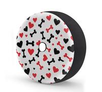 Myfsucce Hearts Bones White Spare Wheel Cover with Backup Camera Hole, Polyester Dust Proof Tyre Covers for Car Truck Trailer SUV RV, 16 Inch