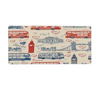 Myfsucce Large Desk Mat for Desktop 16x35.5in, London Buses Non-Slip Rubber Base Desk Protector Mat for Keyboard and Mouse, Office Desk Cover Mat for Work and Gaming