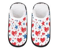 Myfsucce Mens Slippers Fluffy Cosy Warm Slippers for Women, Heart Star Sketch Non-Slip Sole for House Indoor Shoes, UK Sizes 8-11, L