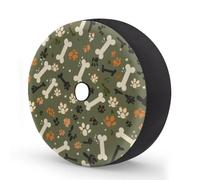 Myfsucce Olive Pet Paws Bones Spare Wheel Cover with Backup Camera Hole, Polyester Dust Proof Tyre Covers for Car Truck Trailer SUV RV, 17 Inch