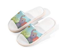 Myfsucce Open Toe Slippers Women, Non-Slip Comfortable Breathable Summer Linen Slider, Baby Elephant Trunk Butterfly Meadow House Slippers for Women Men Indoor Outdoor, XL