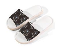 Myfsucce Open Toe Slippers Women, Non-Slip Comfortable Breathable Summer Linen Slider, Blue Brown Dreamcatcher House Slippers for Women Men Indoor Outdoor, XL