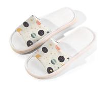 Myfsucce Open Toe Slippers Women, Non-Slip Comfortable Breathable Summer Linen Slider, Cute Plant Moon House Slippers for Women Men Indoor Outdoor, XL